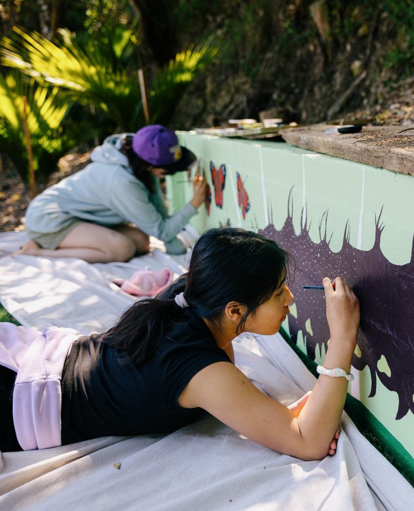 Students mural- Milla and Zeeya at work.jpg